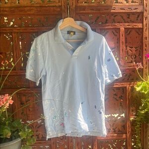 Polo by Ralph Lauren Sky Blue Paint Splatter Polo